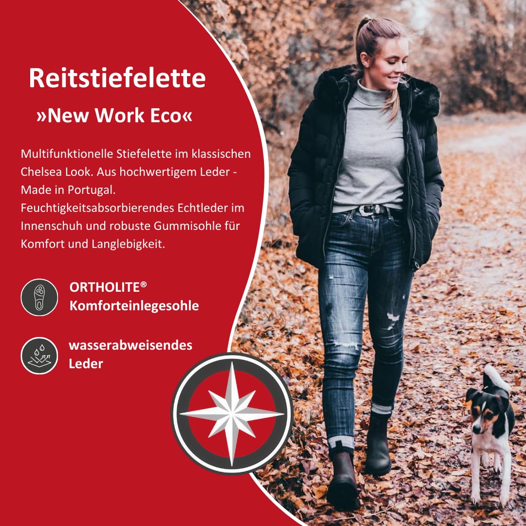 SUEDWIND FOOTWEAR Reitstiefeletten für Damen NEW WORK ECO – Chelsea Boots aus Leder – Reit- & Freizeit-Stiefelette m. Ortholite-Innensohle, TRX-Sohle & Micro-Dry-Futter – 2 Farben – Gr.35-46