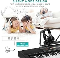 Vista 7 de MUSTAR MEKS-700 Teclado de piano con teclas iluminadas, teclado de aprendizaje de 61 teclas para principiantes, teclado de piano eléctrico