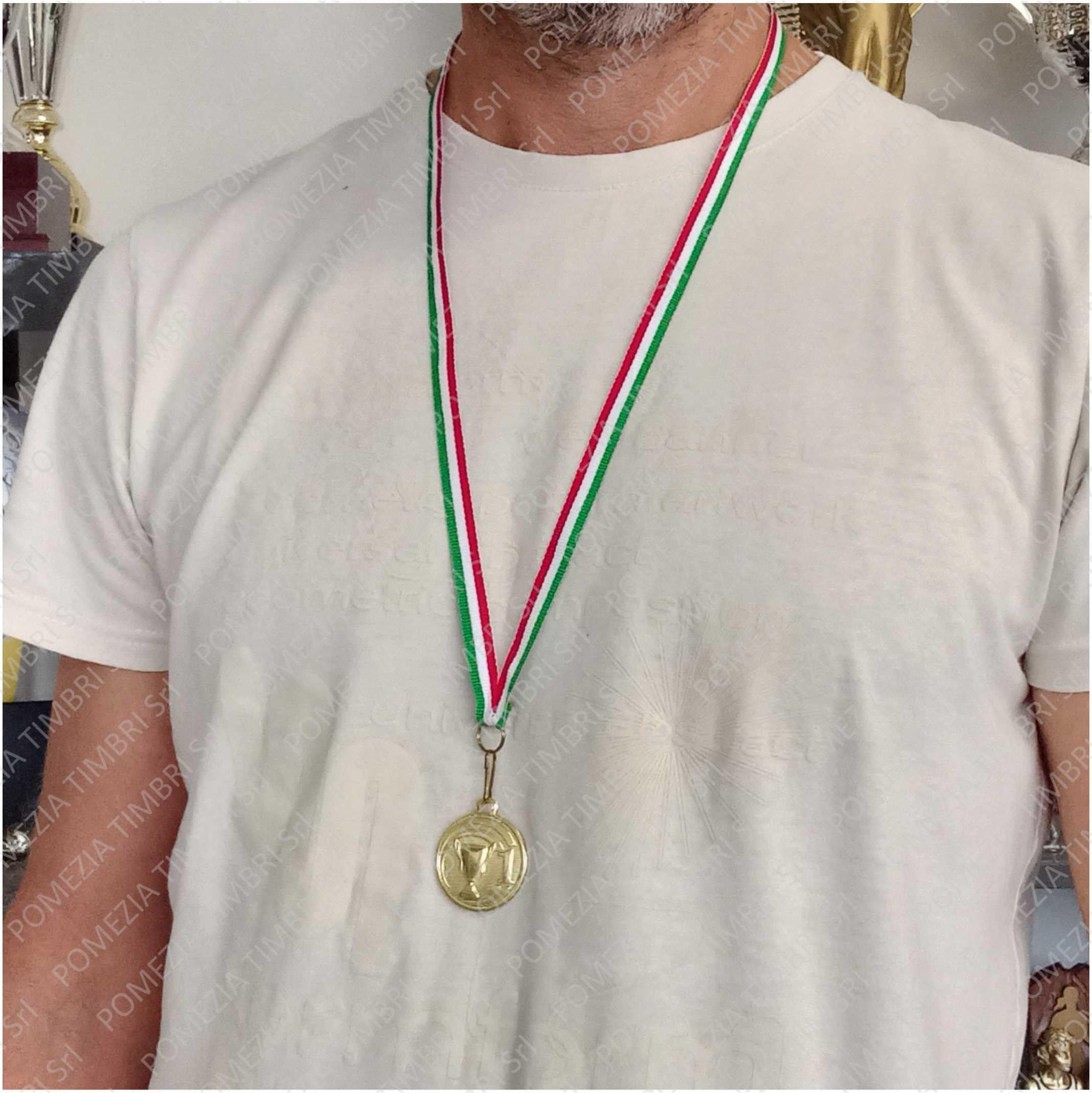 Generico Medaglie premiazioni Sport in Metallo con Laccetto Tricolore Italia