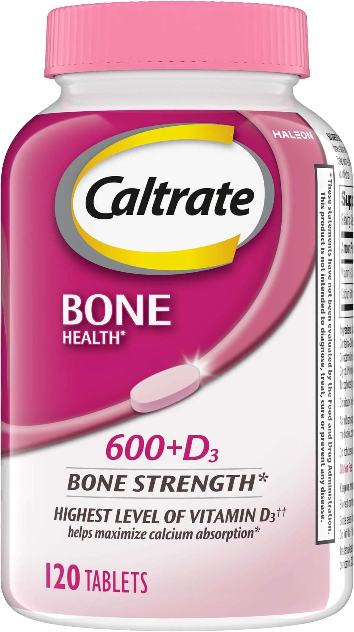 Caltrate 600 Plus D3 Calcium and Vitamin D Supplement Tablets, Bone Health Supplements for Adults - 120 Count
