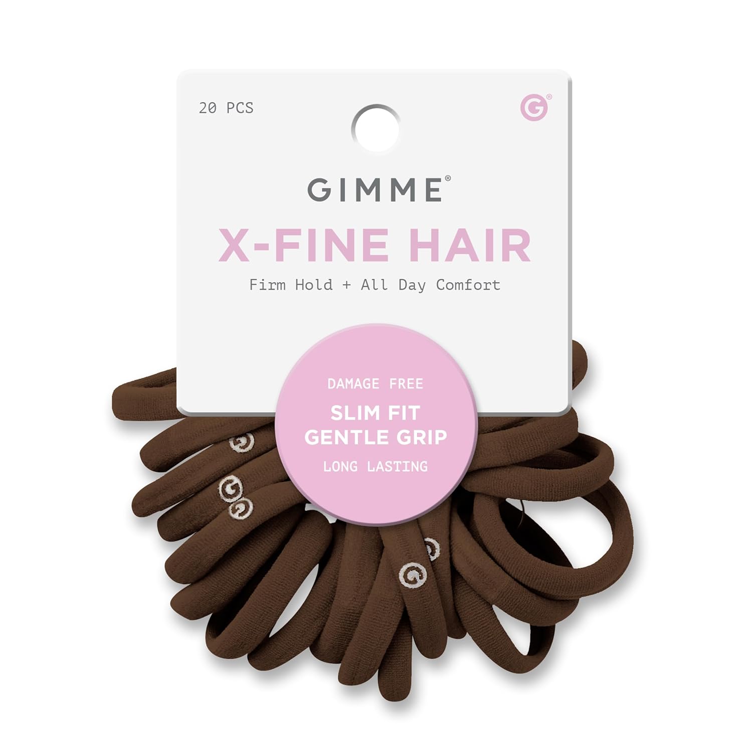 Gimme Beauty X-Fine Hair Bands – Slim-Fit Elastic Ties for Extra Fine Hair – No-Dent, Gentle-Grip Ponytail Holders for All-Day Comfort – 20 Pack, Dark Brown Gimme Beauty X-Fine Hair Bands – Slim-Fit Elastic Ties for Extra Fine Hair – No-Dent, Gentle-Grip Ponytail Holders for All-Day Comfort – 20 Pack, Dark Brown