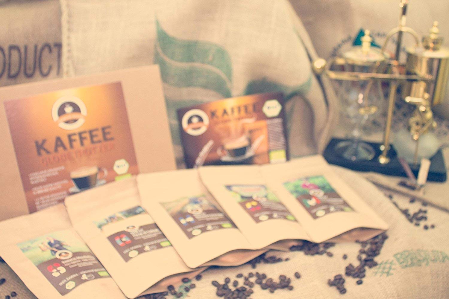 Kaffee Globetrotter - Bio 5 x 1 kg Sparpaket Probierpaket (Ganze Bohnen) - für Vollautomaten - 5 Sorten Raritäten Spitzenkaffee aus Biologischem Anbau (Ganze Bohnen)