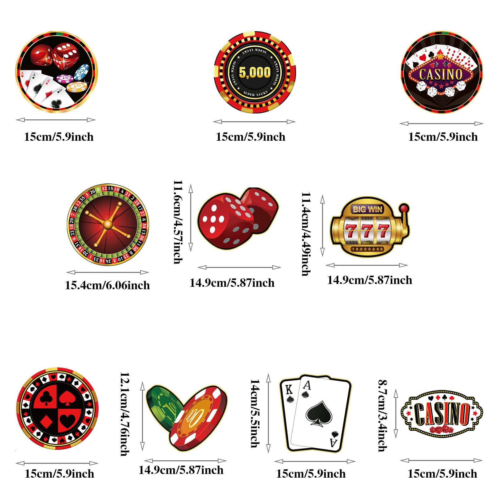 30 Pieces Casino Party Decorations Casino Theme Birthday Party Decorations Casino Night Red Black Poker Ceiling Hangings Garland for Las Vegas Poker Card Casino Night Party Decoration Supplies