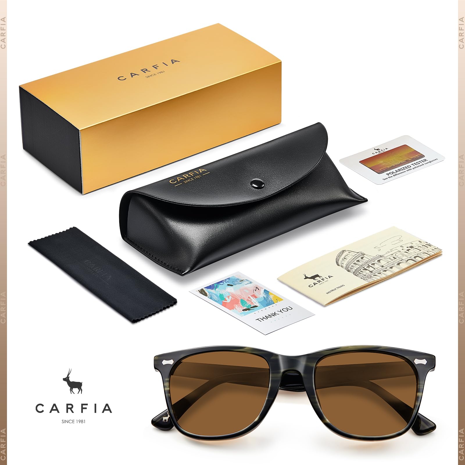 CARFIA Polarisierte Sonnenbrille Herren Sportbrille UV400 Cat 3 für Outdoor Golf Fahren Angeln