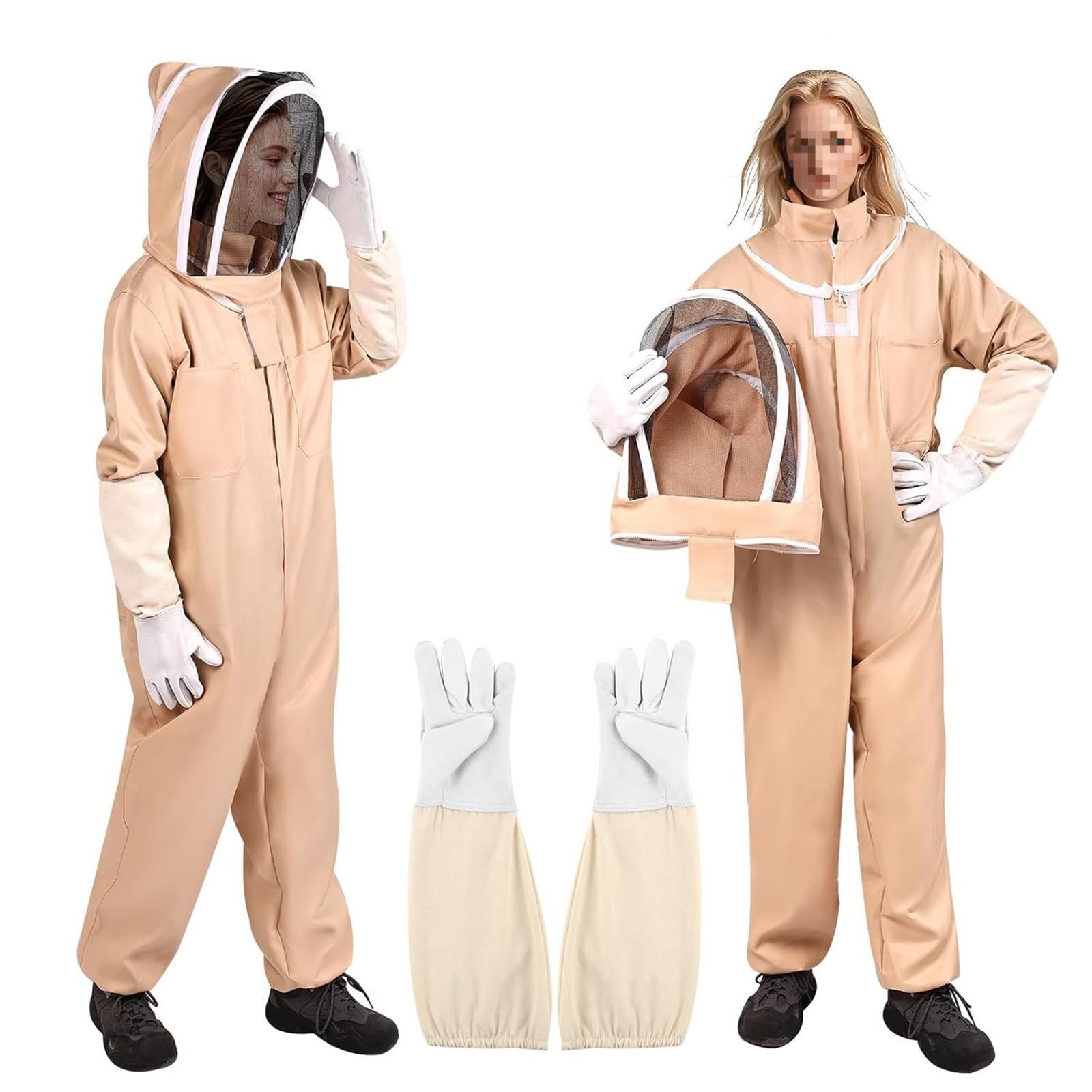 Traje de apicultor Profesional Ropa de apicultura con guantes profesionales for hombres y mujeres, overoles apicultor(XL)