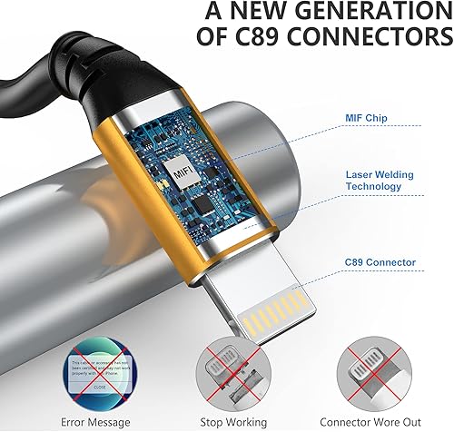 Miniatura 5 de Paquete de 3 cargadores con certificación MFi para iPhone de 1,82 mt, cable de cargador para iPhone 12, 11 iPhone 8 Pro X XS Max XR7 Plus6 Plus6