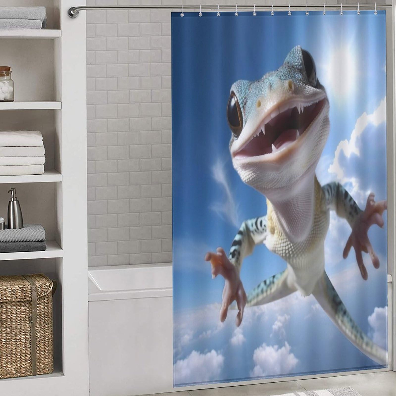 Rideaux de douche lavables caméléon en tissu polyester anti-éclaboussures 140x183cm