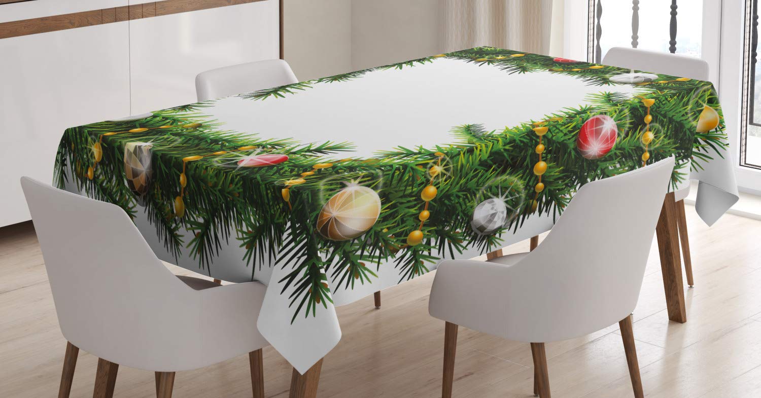 ABAKUHAUS Natale Tovaglia, Branch Berry, Rettangolare per Sala da Pranzo e Cucina, 140 x 200 cm, Verde Tortora
