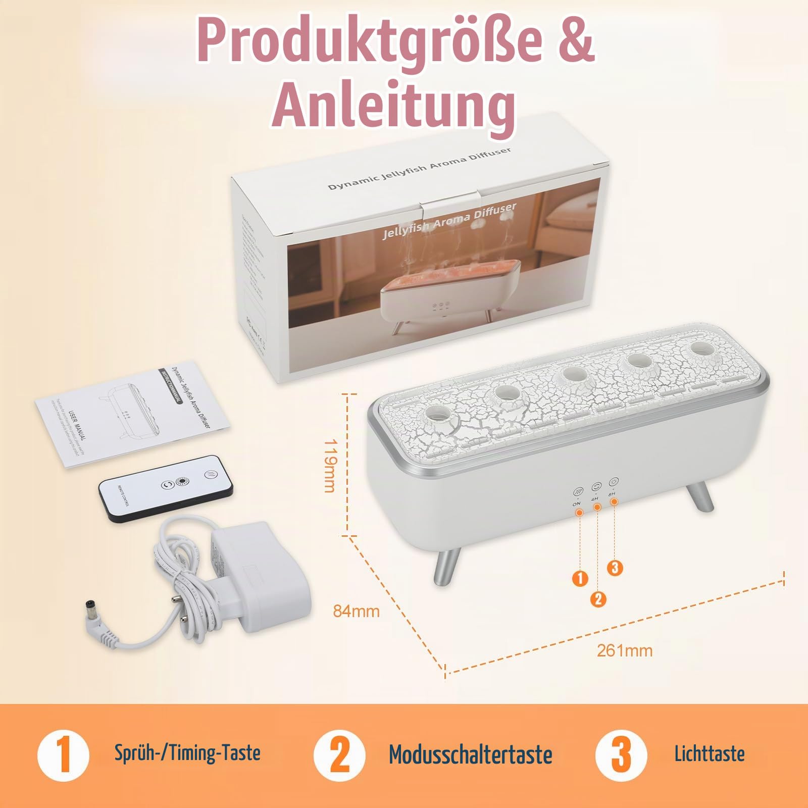 Quallen Ätherisches Öl Diffusor mit Dynamischer Ton-Pickup, 300 ml