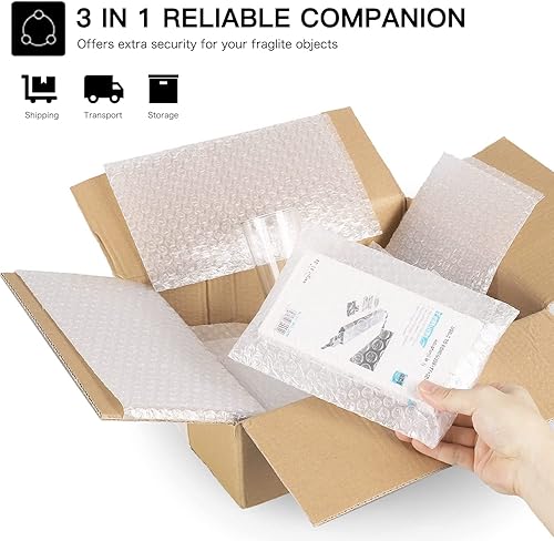 Miniatura 6 de YGPHO Paquete de 20 bolsas y bolsas transparentes de burbujas, bolsas grandes de burbujas de 16 x 20 pulgadas, bolsas de doble pared a prueba de