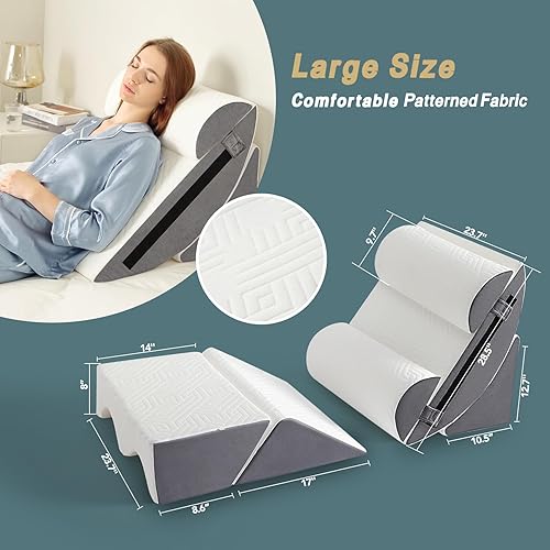 Miniatura 6 de Yojoker Juego de 6 almohadas ortopédicas de cuña para poscirugía, espuma viscoelástica para dormir, alivio del dolor de espalda y piernas, almohadas