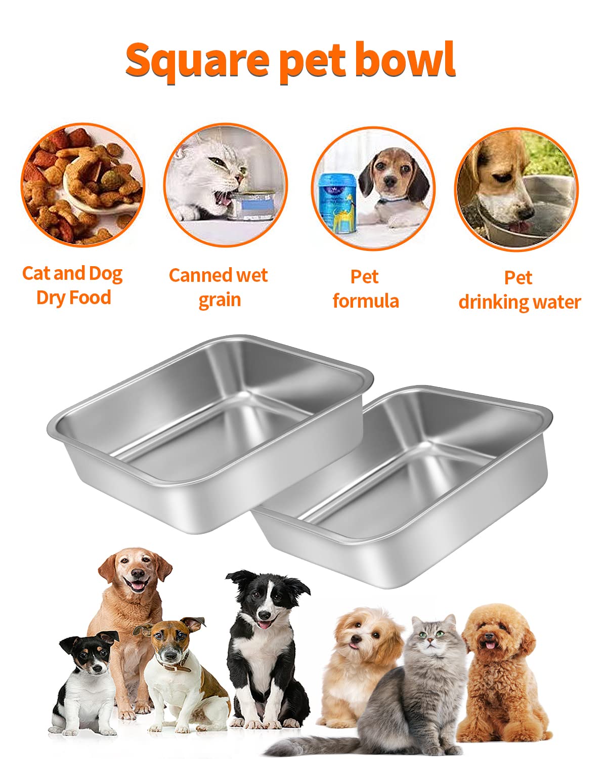 Confezione da 2 Ciotole per Cani in Acciaio Inox da 1.6L, Ciotole Cani per Alimenti Secchi e Umidi, Si Adatta Feeder Elevato per Animali Domestici