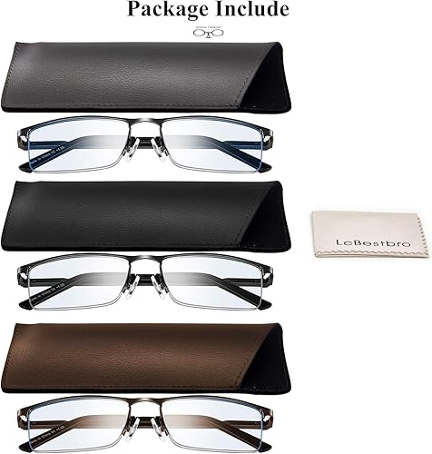 Miniatura 7 de Gafas de lectura para hombre, 0.5 con bloqueo de luz azul, lentes de lectura para lectores de metal