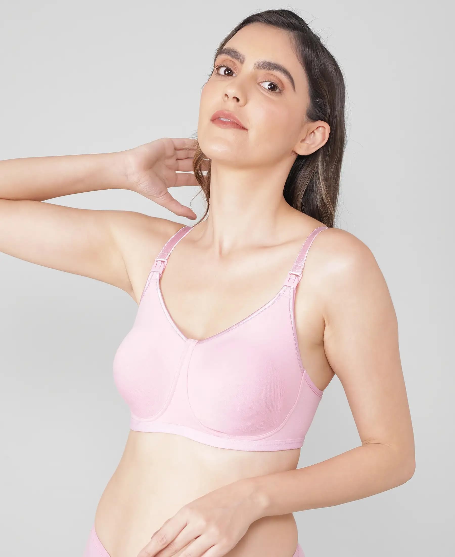 Jockey Women's Wirefree Non Padded Super Combed Cotton Elastane Stretch Full Coverage Nursing Bra with Front Opening and Adjustable Straps_Style_ES08_Candy Pink_40B - Image 5 thumbnail