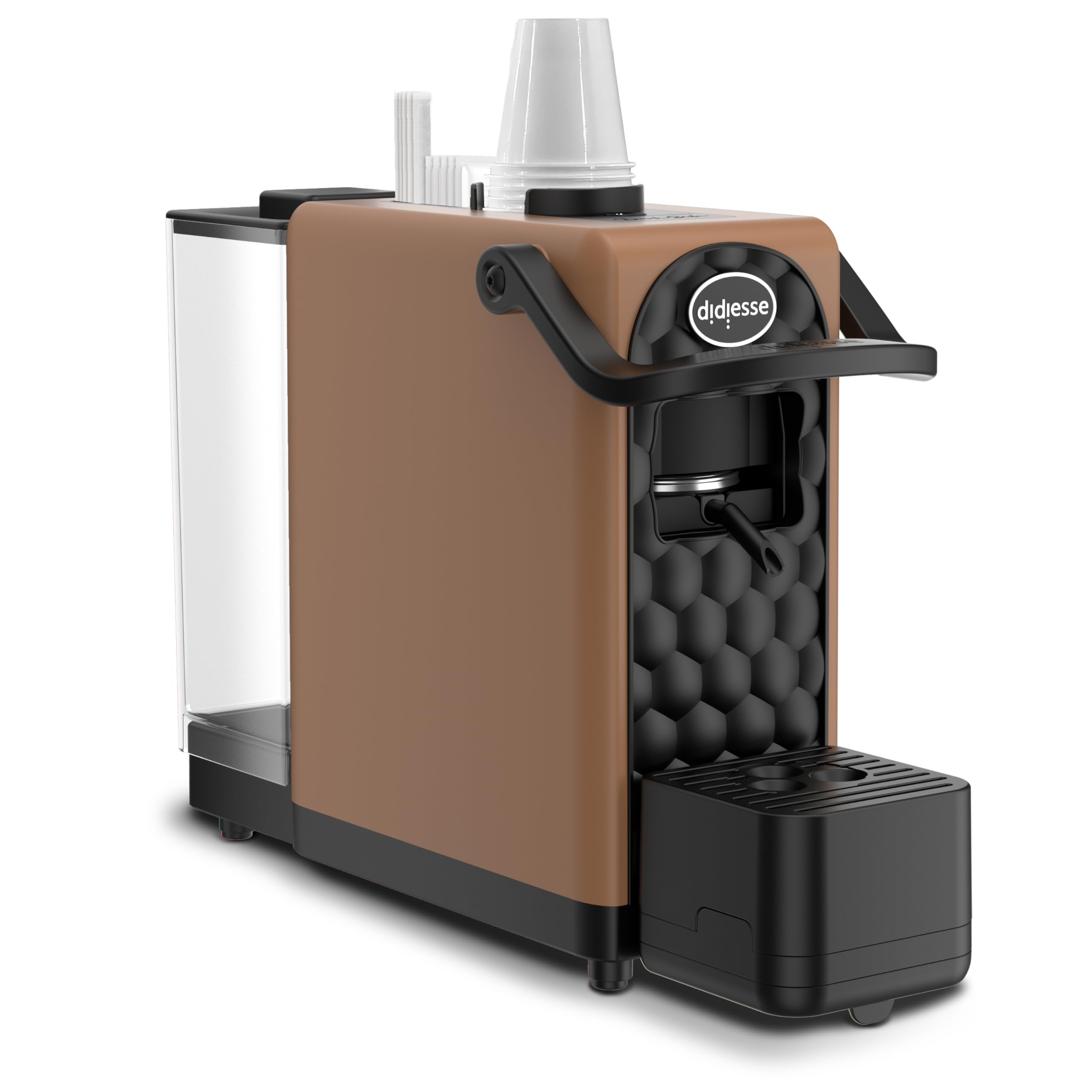 Didiesse Macchina Caffè Cialde, Macchina Espresso DarkSide - Caffè Intenso e Aromatico senza rinunciare a Praticità e Design, Serbatoio 1.3 L, Basso Consumo (650W), Compatta e Leggera - Colore Bronzo