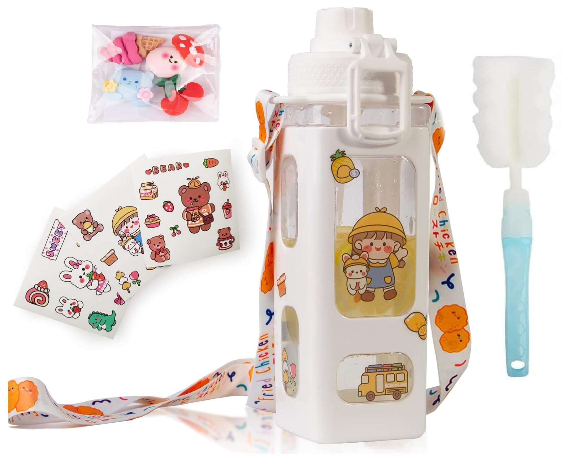 TRK hub™ |Kawaii Water Bottle for Girls, Cute Kids Water Bottles with Straw, Carton Water Jug Large Square Drinking Bottle, Portable Leakproof Aesthetic Water (B0CF52PX25) Amazon Price History, Amazon Price Tracker