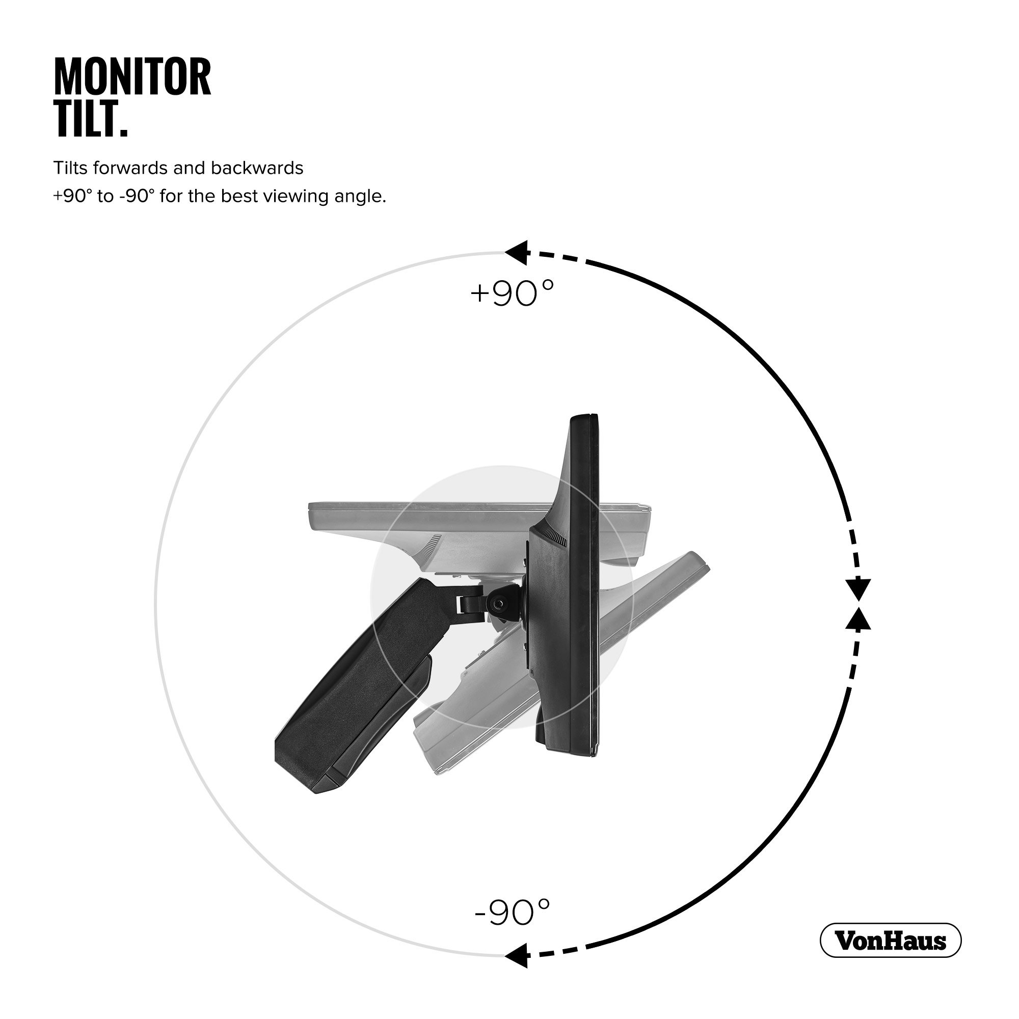 VonHaus Dual Monitor Arm Full Motion for 1732” Screens Gas Spring