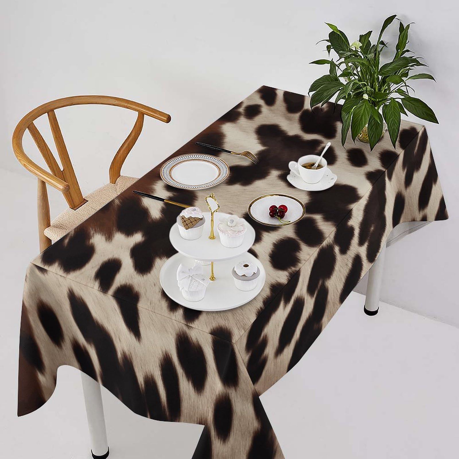 Nappe rectangulaire de 140 x 140 cm cuir marron décorative et lourde