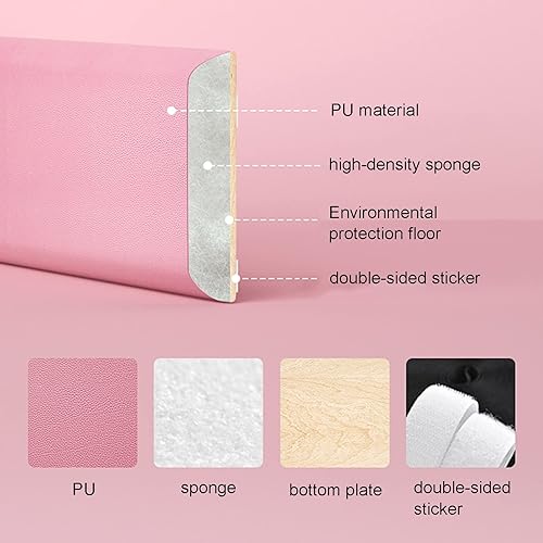 Miniatura 6 de WIGING Acolchado de pared 3D anticolisión para niños, cojín protector de pared de 19.7 x 7.9 x 1.2in, autoadhesivo de poliuretano impermeable, para