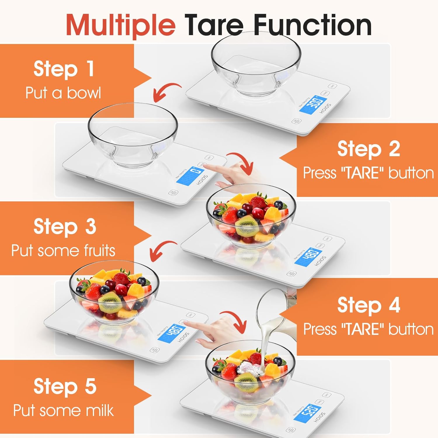 KOIOS K&uuml;chenwaage, 15 kg, Lebensmittelwaage, digitales Gewicht in