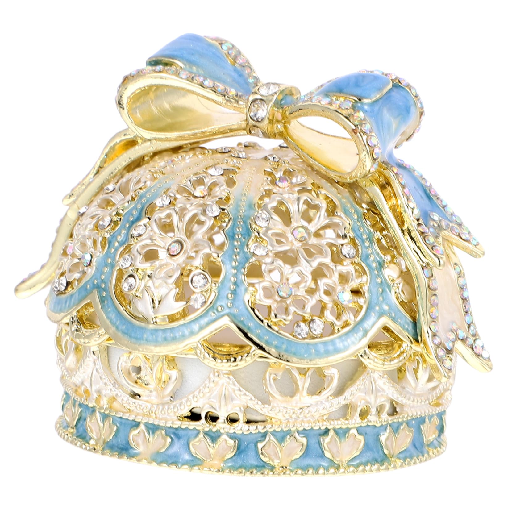 Boîte à bijoux émaillée forme de couronne pour bagues et écrin