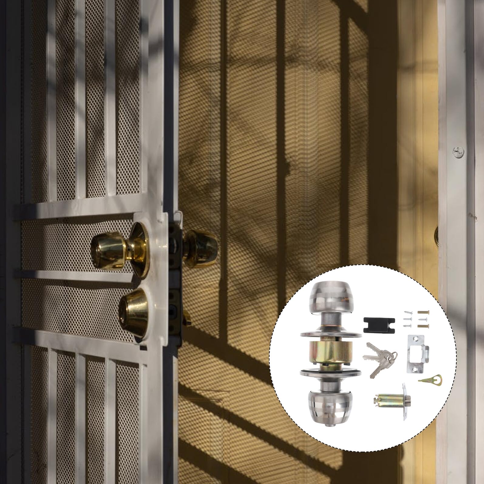 Serratura per porta scorrevole, Pomello sferico for serratura in acciaio inox, facile installazione, rotazione fluida, privacy, interni senza chiave, for bagno, camera da letto, studio