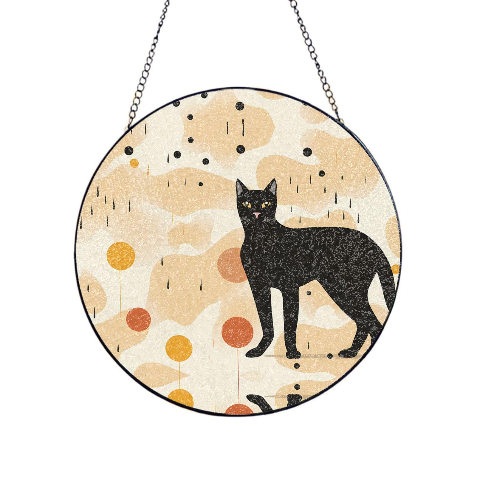 Phayah Lynx Print Stained Glass Window Hanging Sun Catchers Decoration Mother'S Day Birthday Gifts For Home Garden Porch 10in（25cm）