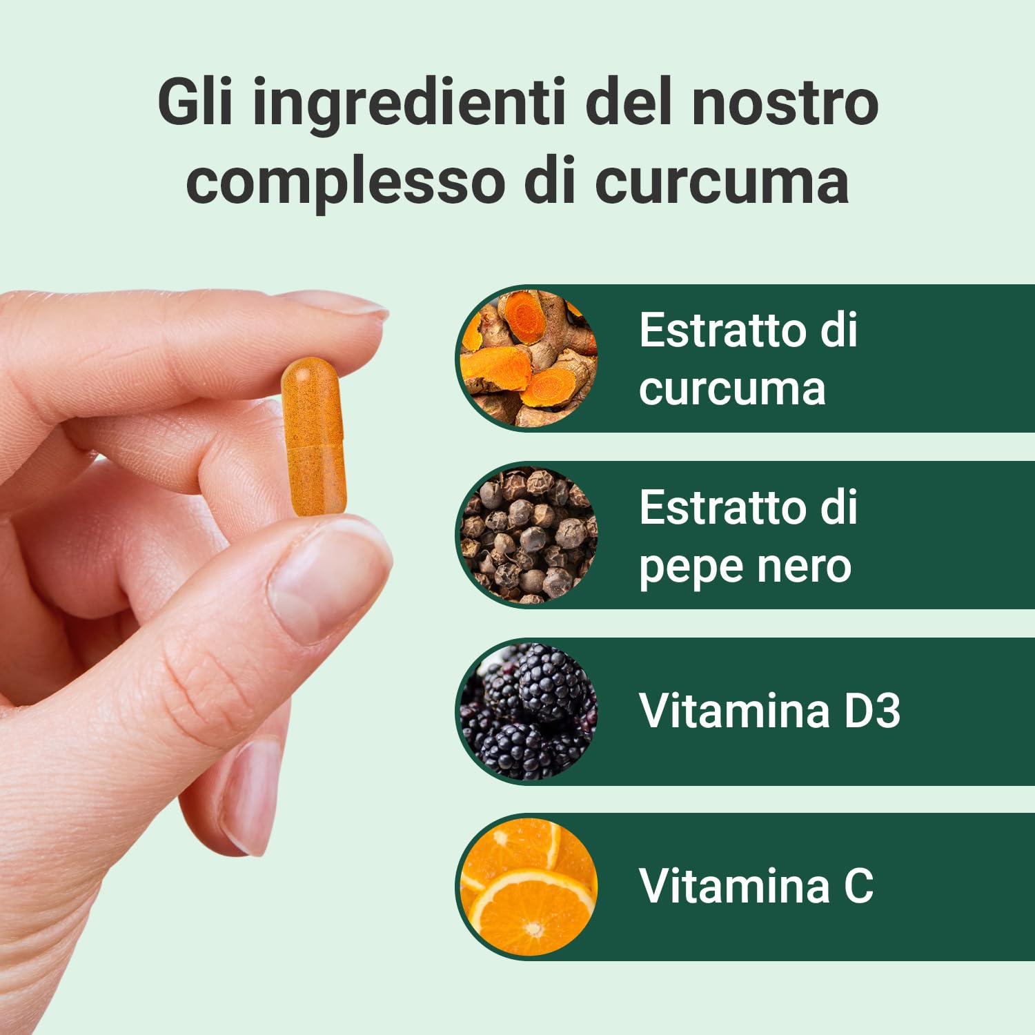 Theonia complesso di estratto di curcuma - Vitamina D3 e C, estratto di pepe nero - Supporta i muscoli e le articolazioni - Massima efficacia e maggiore assimilazione - 60 capsule vegane