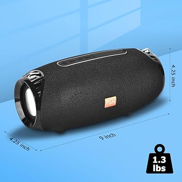 Outdoor Portable Bluetooth Speaker, IPX4 Waterproof Wireless Speakers, 5.0 Bluetooth Speakers, Powerful Sound, TWS Stereo Pairing Support TF Card, for Home/Party/Outdoor/Beach Black