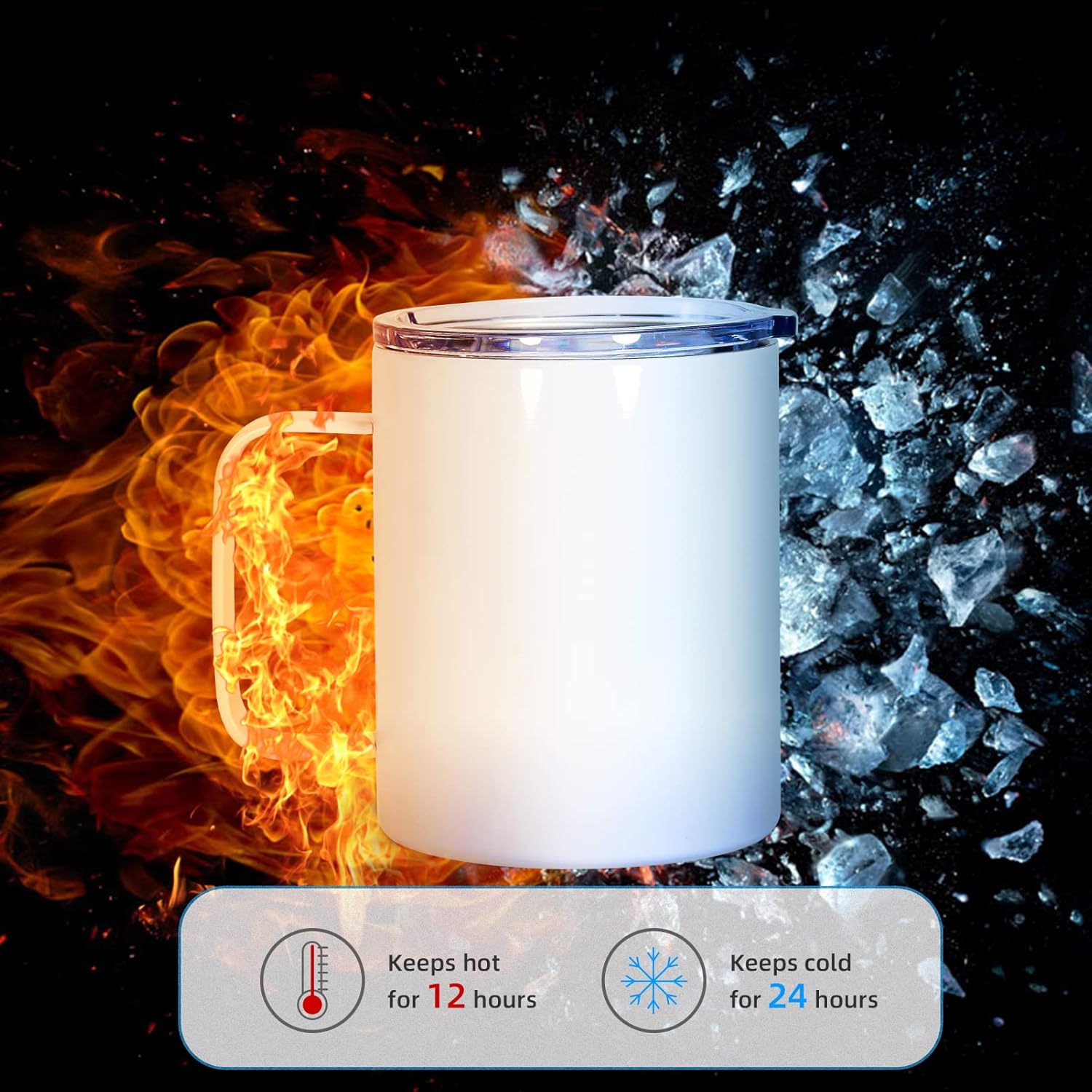 AGH 12oz 25 Pack Sublimation Coffee Mug with Lid, Stainless Steel Sublimation Tumblers with Handle, Vacuum Insulated Travel Beer Tea Mug