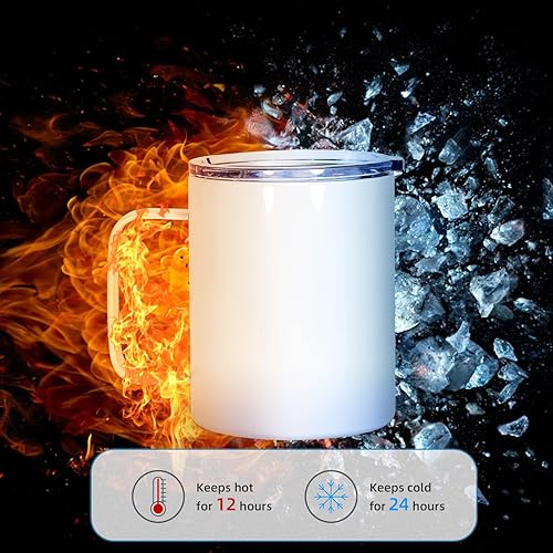 Miniatura 7 de AGH Paquete de 25 tazas de café de sublimación con tapa vasos de sublimación de acero inoxidable con asa taza de té de cerveza aislada al vacío que