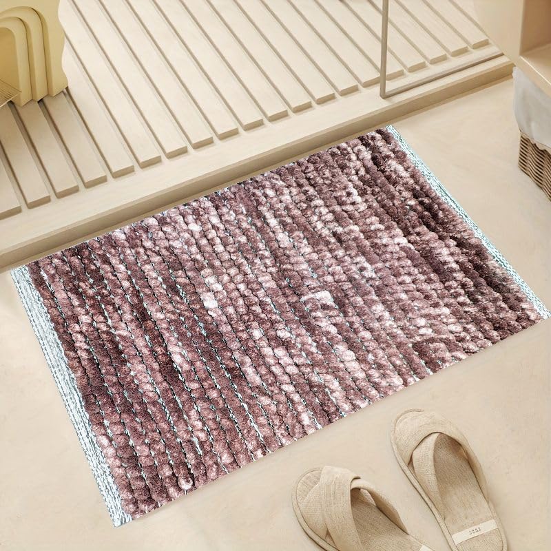 Elanza Chenille Comfy Noodle Soft Microfibre 2000 GSM Mat (40x60 cm) Super Absorbent Anti Skid Mats for Floor/Home/Bathroom/Bedroom/Kitchen etc. (Pack of 1) Coffee