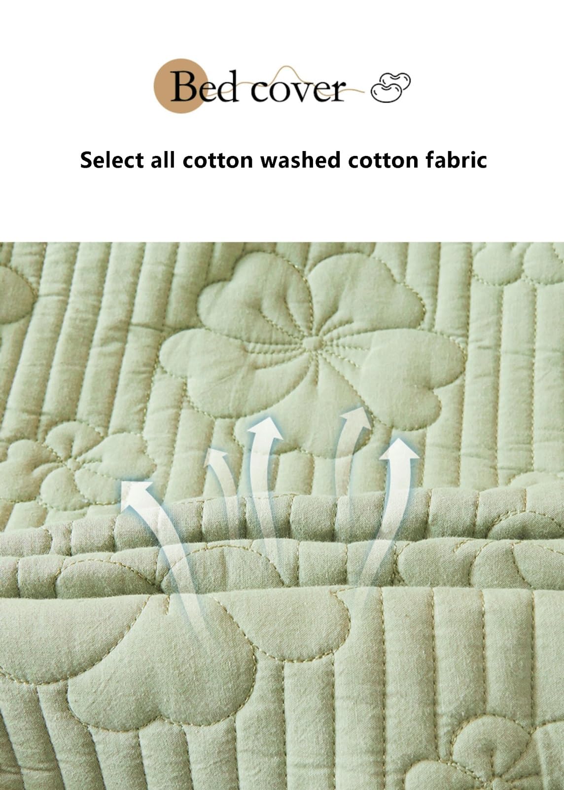 Baumwolle Matratzen-Topper 120x200cm bis 200x220cm Gesteppter Matratzen-Auflage - Matratzenschoner Unterbett Soft-Touch mit 30cm tiefem Tasche(Green,180x200+30cm)