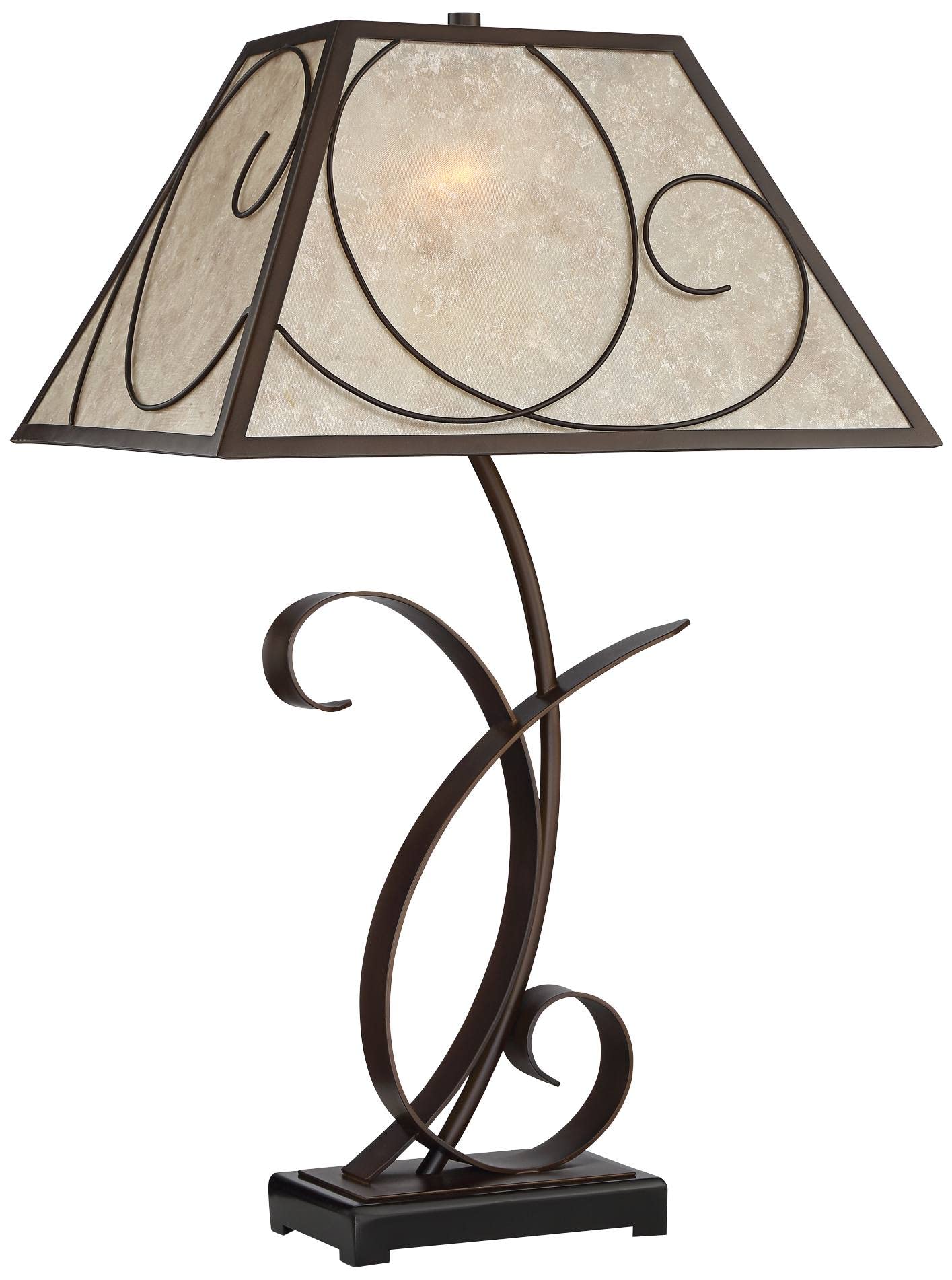 Franklin Iron Works Teri Rustic Farmhouse Country Cottage 3-Way Table Lamp 27" Tall Brown Metal Floral Light Mica Tapered Shade for Bedroom Living Room Nightstand Bedside Night Stand Office