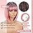 WERD Short Pink Bob Wig for Women Ombre Pink Wig With Bangs Synthetic Hair Straight Pink Bob Wig for Daily Party Cosplay