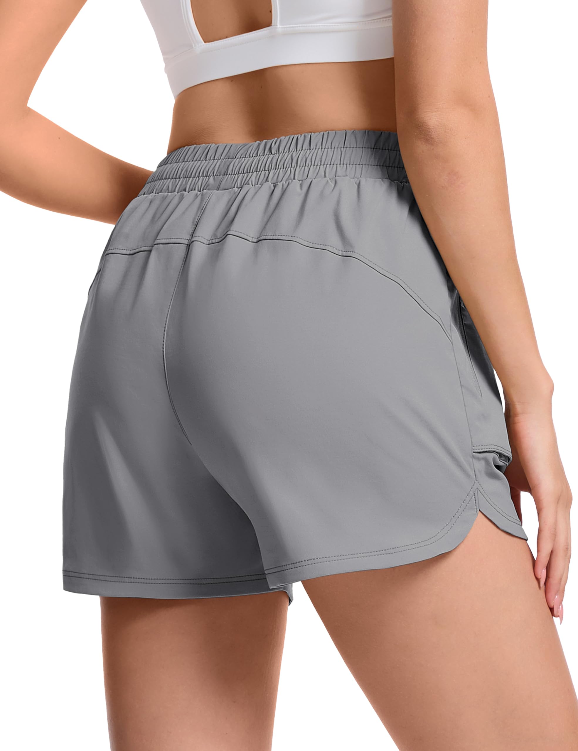 TACVASEN Womens Hiking Shorts Lightweight Athletic Casual Shorts with Zipper Pockets Workout Gym Running Water Resistant Summer Light Grey XXL
