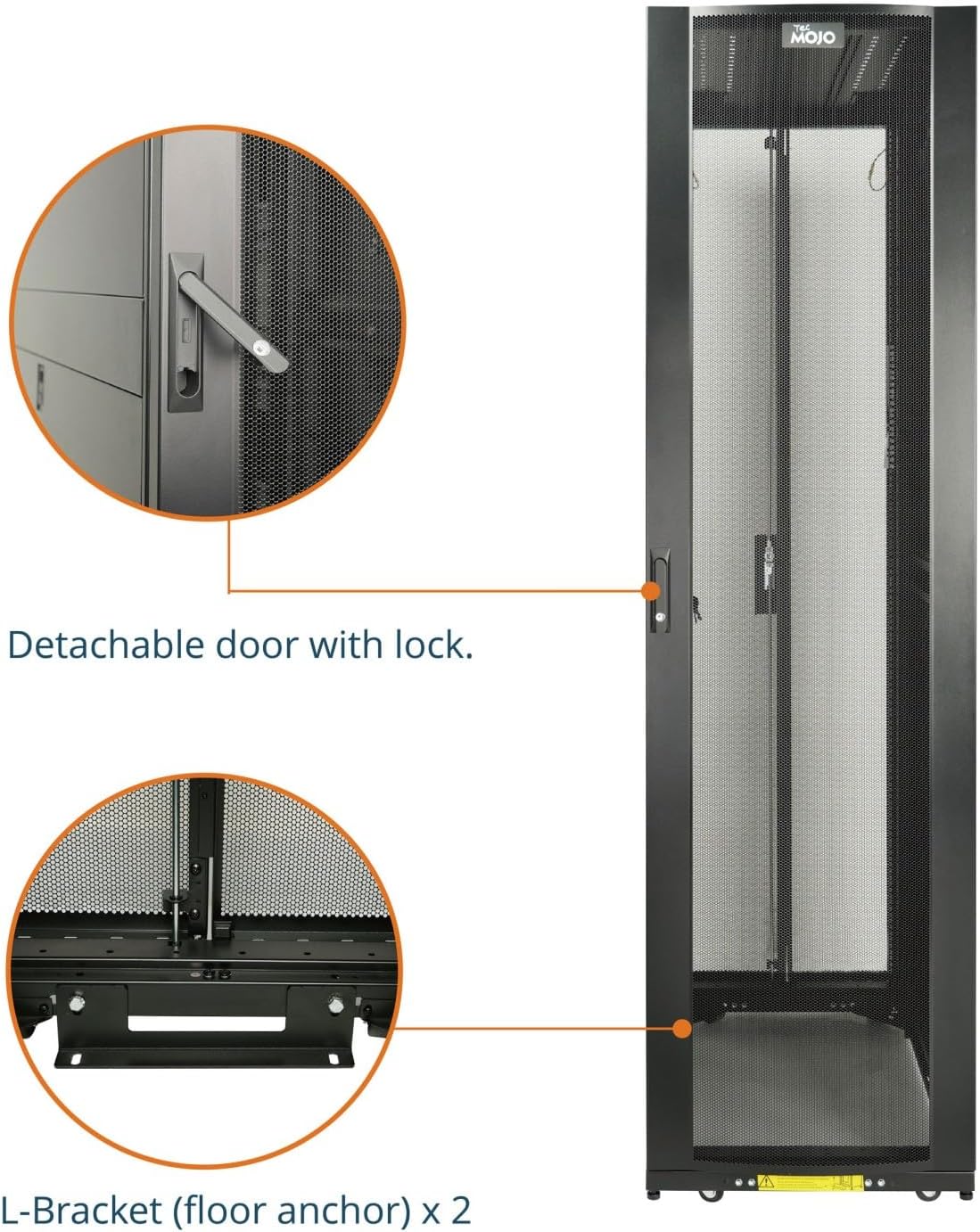 Tecmojo 48U Server Rack Cabinet - PRE-Assembled 24inch Width 48inch Depth IT Network Equipment Cabinet Rack Enclosure with Casters - 3000lbs Weight Capacity(06Black)