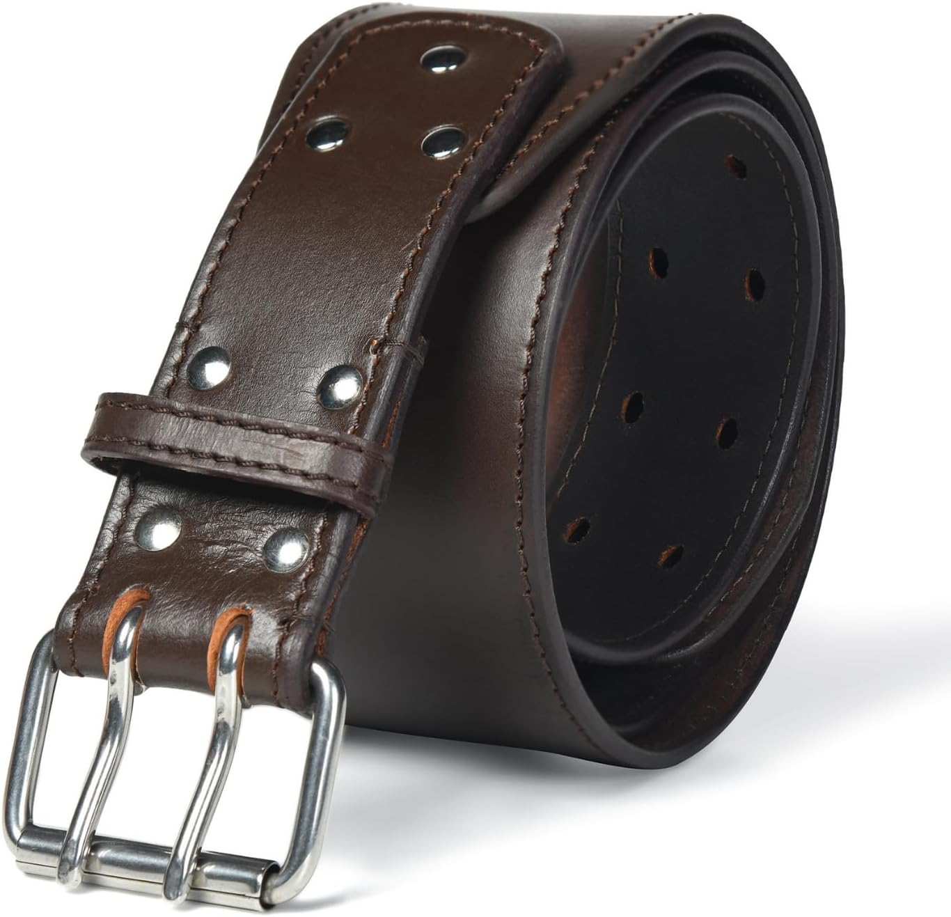 3-Inch Wide Heavy Duty Full Grain Leather Tool Belt, Oil Tanned Construction with Reinforced Rivets & Thick Stitching, Work Belt for Carpenters, Electricians all workers Utility Gear(Brown, 40"-50")