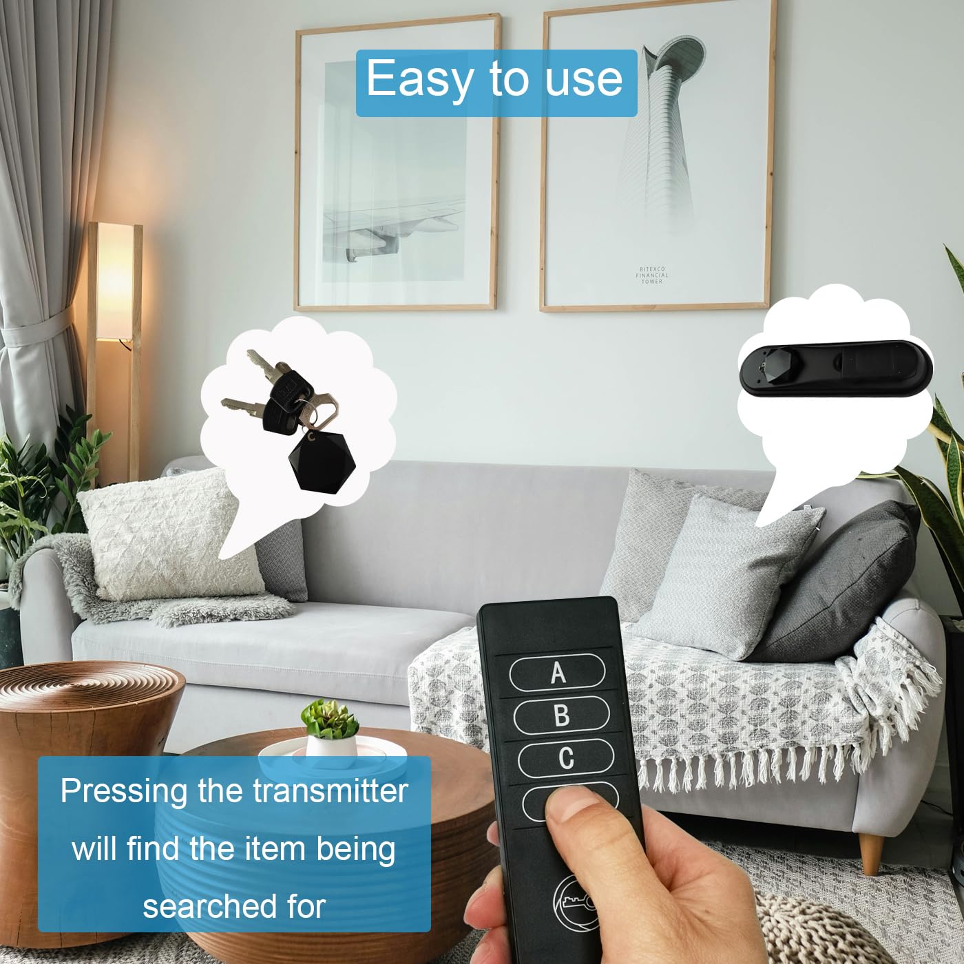 Localizzatore di controllo remoto con suono, da utilizzare per guardare il telecomando della TV, chiavi, ecc | 100ft Wireless Remote Range, Ricevitori Suono 85db, Nessuna App