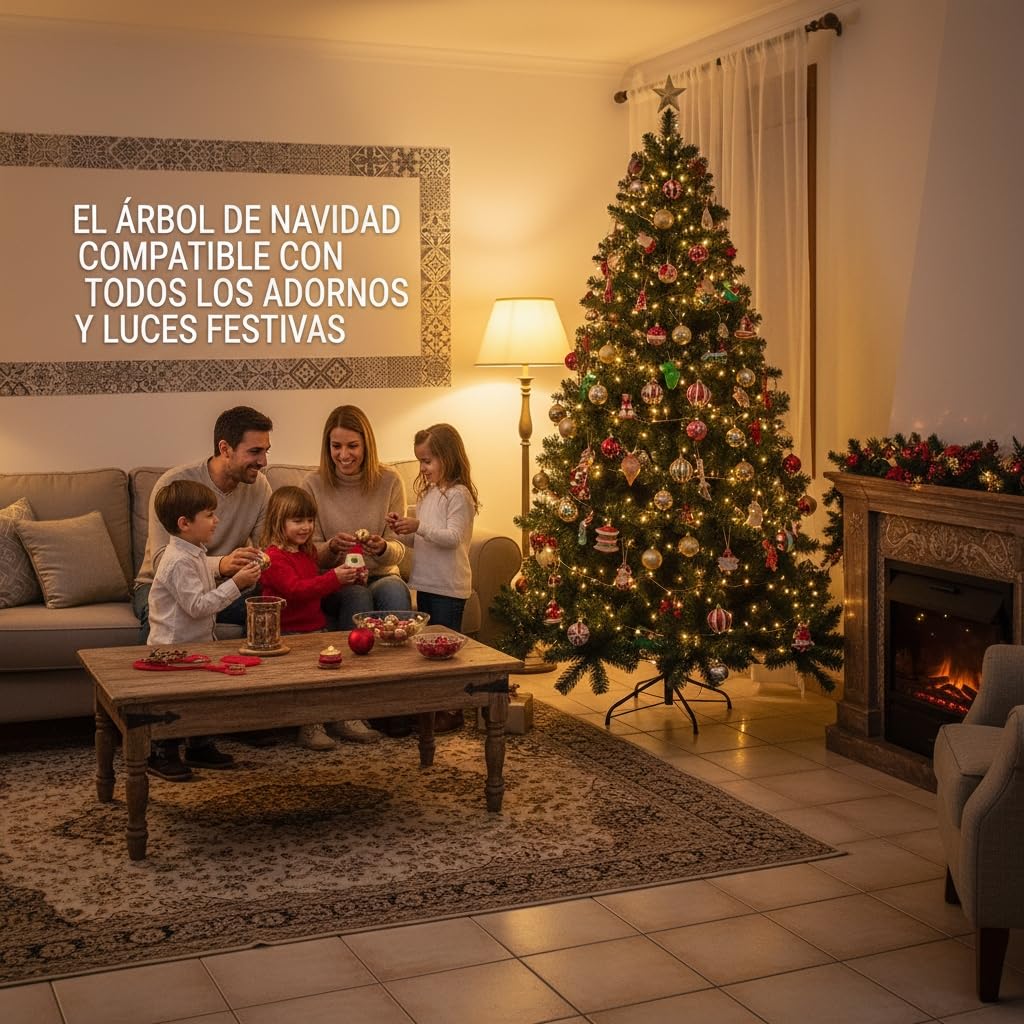 Árbol de Navidad Artificial Viridian 150cm/180cm/210cm con Soporte Metálico Plegable, Material Pet, Fácil Montaje y Almacenamiento (Viridian, 150 cm)