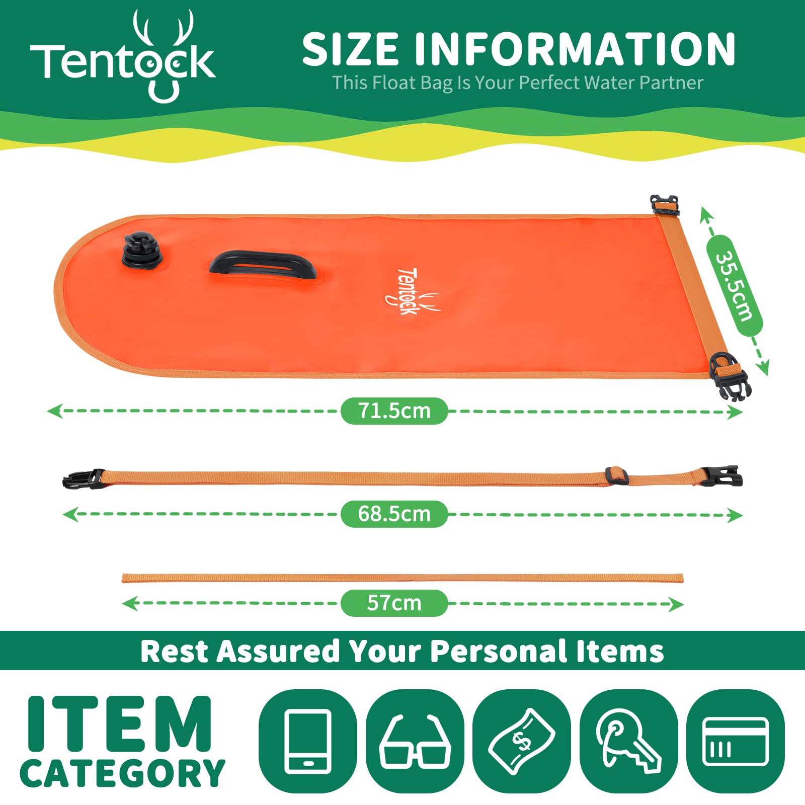 Tentock Boa da nuoto impermeabile da 28 l, borsa gonfiabile per sport acquatici, nuotatori aperti, triatleti, kayak e snorkeling