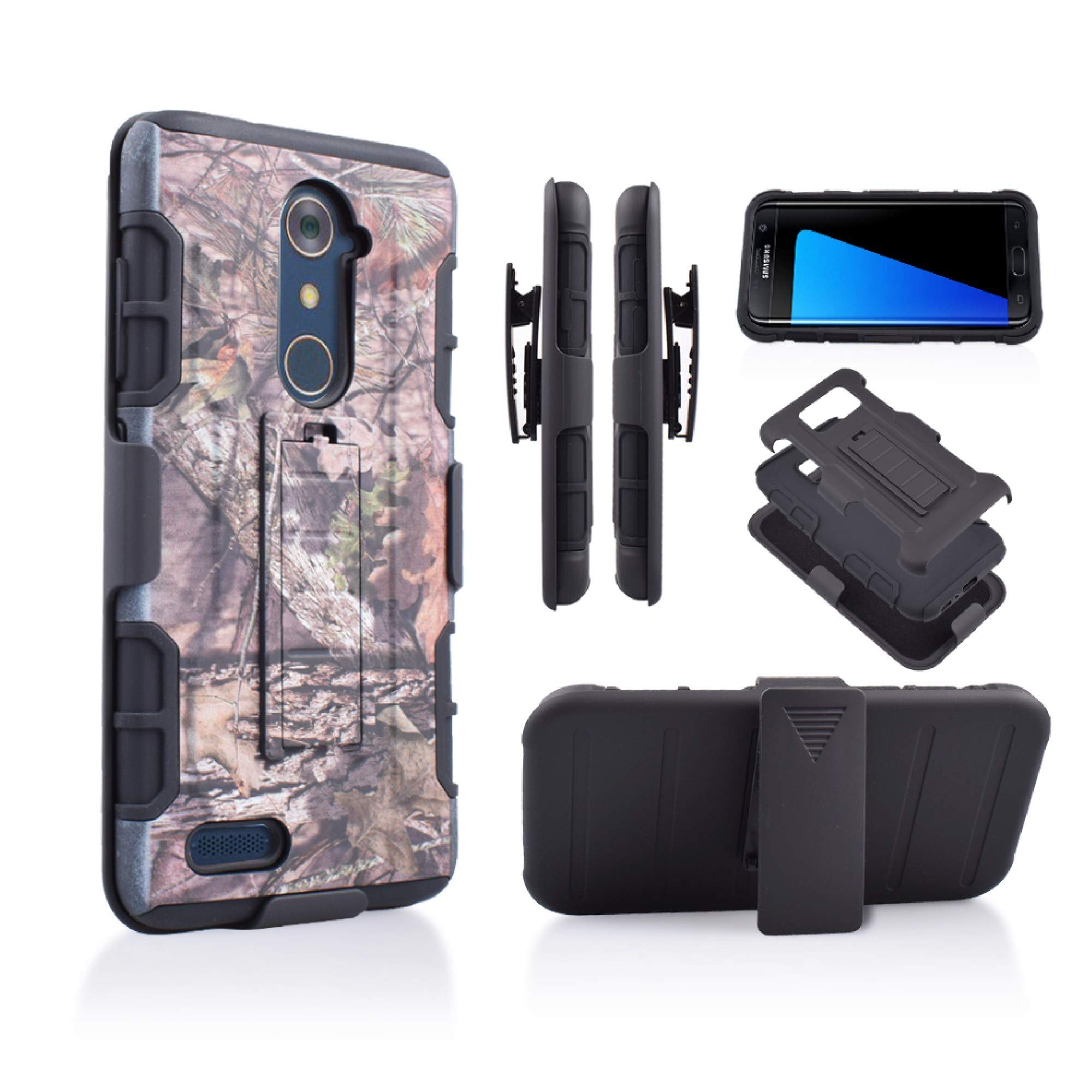 Compatible for ZTE ZMAX Pro/ZTE Carry Z981/ Blade X Max Z983 (T-Mobile,  Cricket, Metro PCS) Hybrid Rugged Kickstand Grip Armor Tough Dual Layer Case