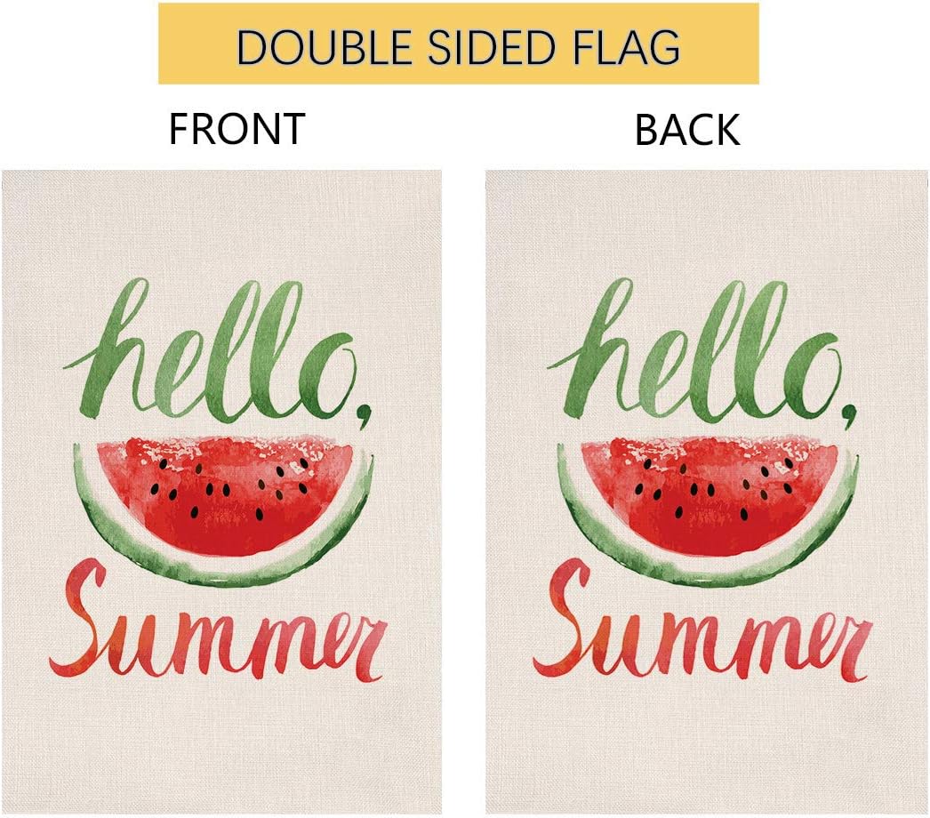 Summer Watermelon Small Garden Flag Vertical Double Sided Burlap Yard Outdoor Decor 12.5 x 18 Inch