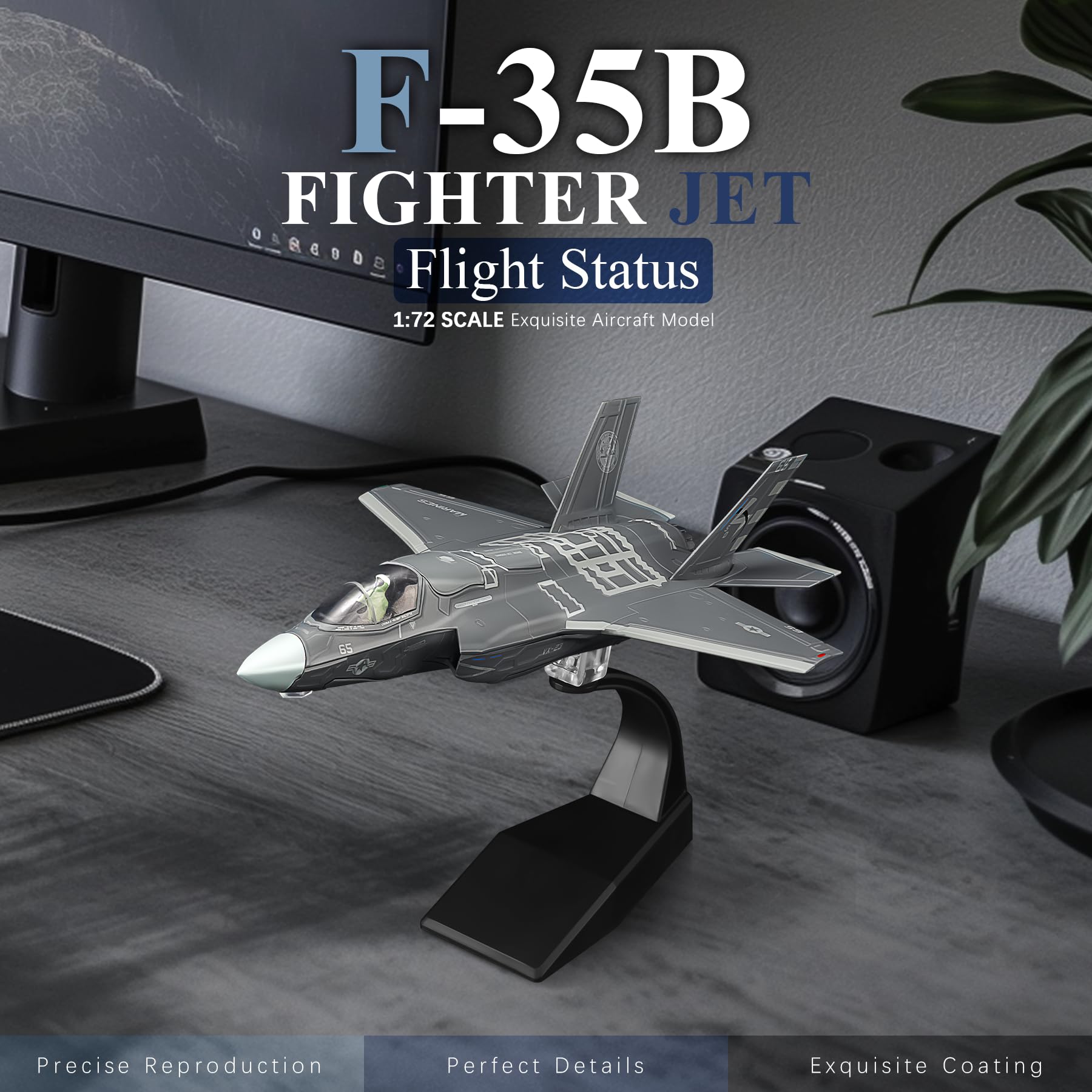 HANGOU 1/72 F-35B Lightning II (Flight Mode) Alloy Die-Cast Military Aircraft Model for Collecting and Displaying - Image 2