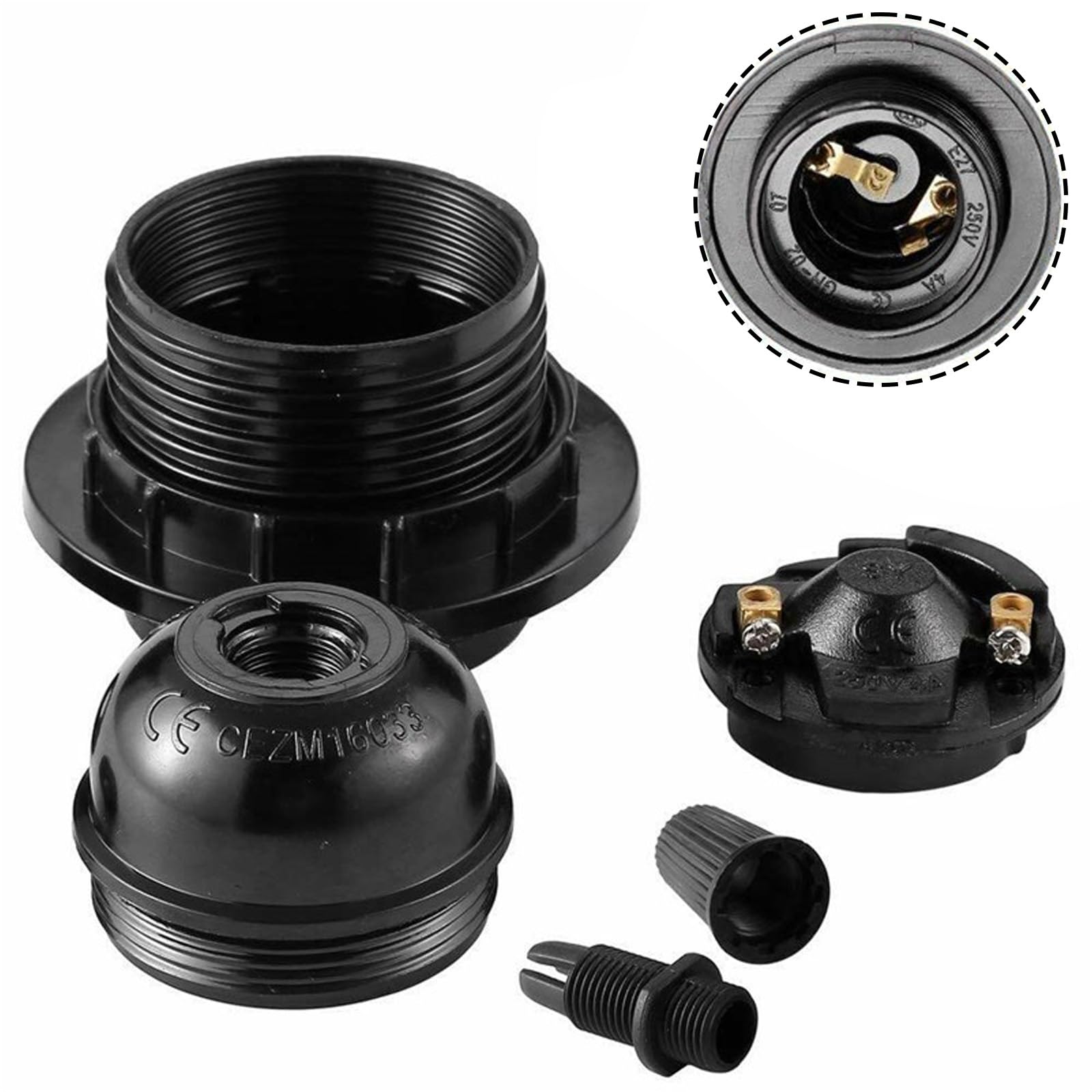 Lot De 4 Douilles De Lampe E27 Céramique Noire Avec Fils - Uxcell - NEUF