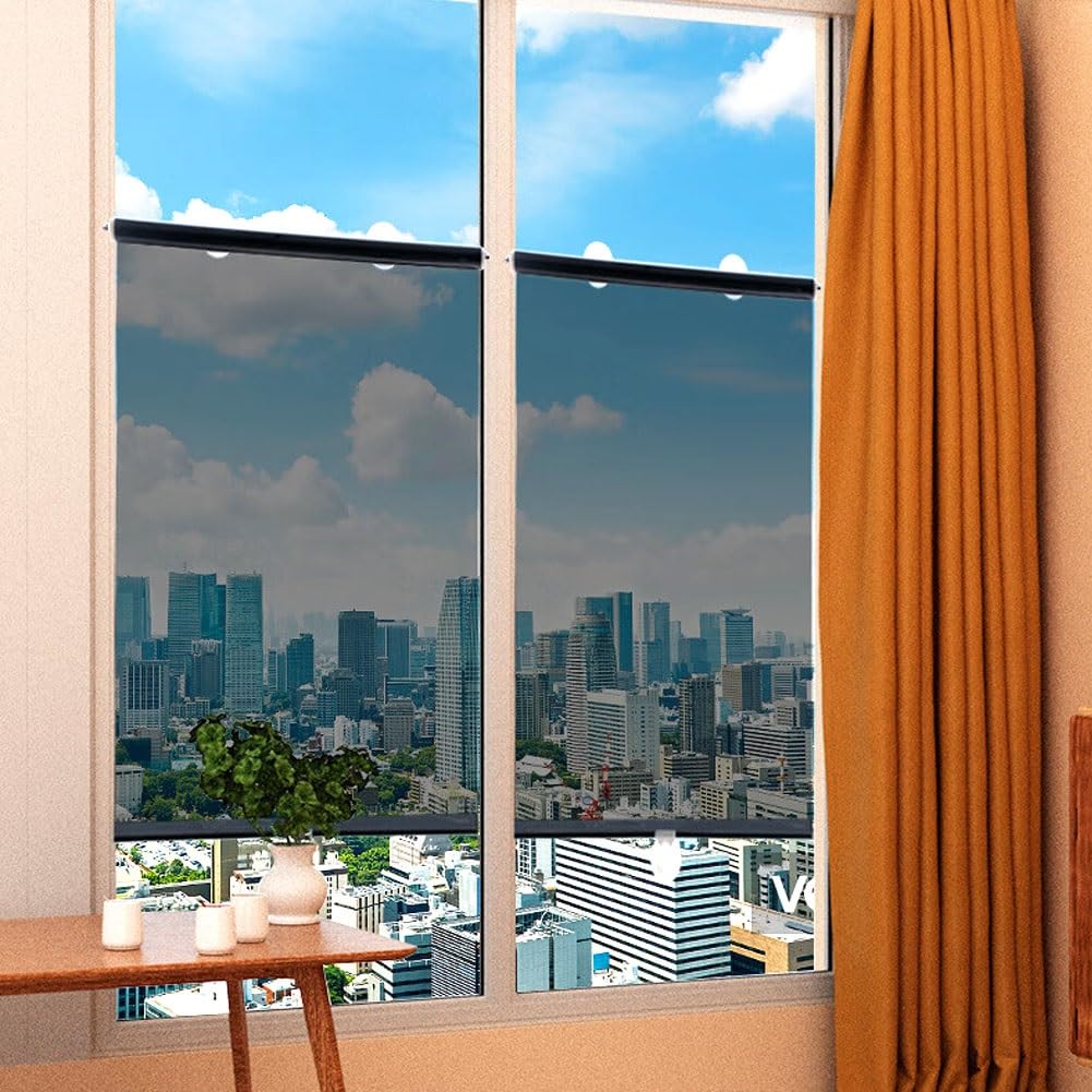 Einwegspiegel-Rollo, Ohne Bohren Thermorollo, Verdunkelungs Rollo Transparent Verdunklungsrollo Sichtschutz Fenster Rollos Tagessichtschutz W 35/40/70/100/120/150cm(W70*H200cm)