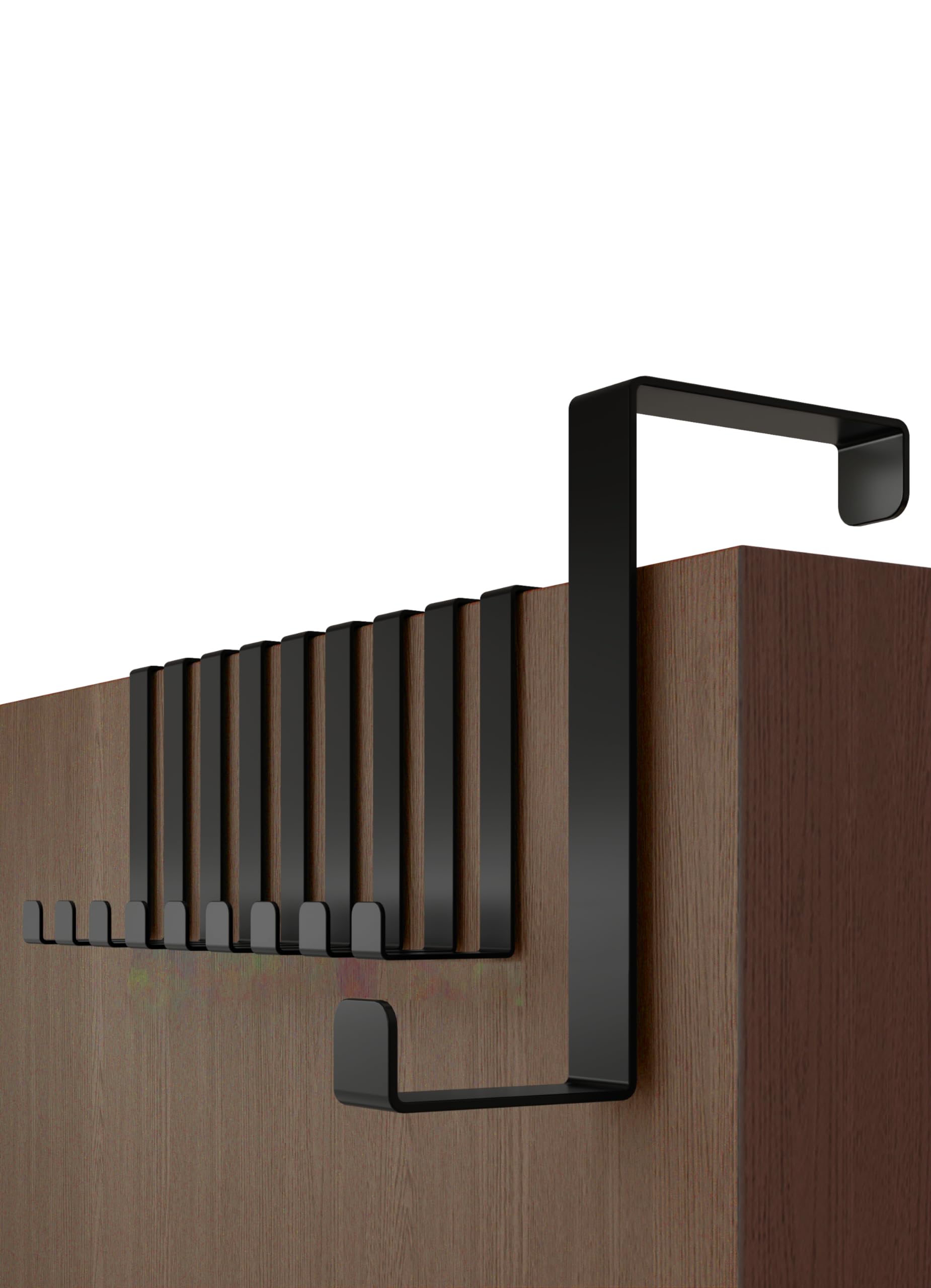 Menz Over Door Hanger, 10 pcs. in Black, Holds 8KG, Coat Hooks 3.6 cm (1.4") + 4.6 cm (1.8")