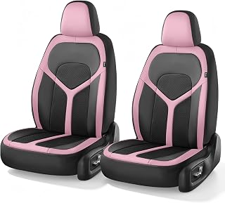 FLORICH Car Seat Covers Front Seat, Universal Seat Cover 2 Seats, Automotive Seat Covers with Mesh Leather, Waterproof Car Seat Protector, Breathable Car Seat Cushion for Most Car SUV Truck Pink