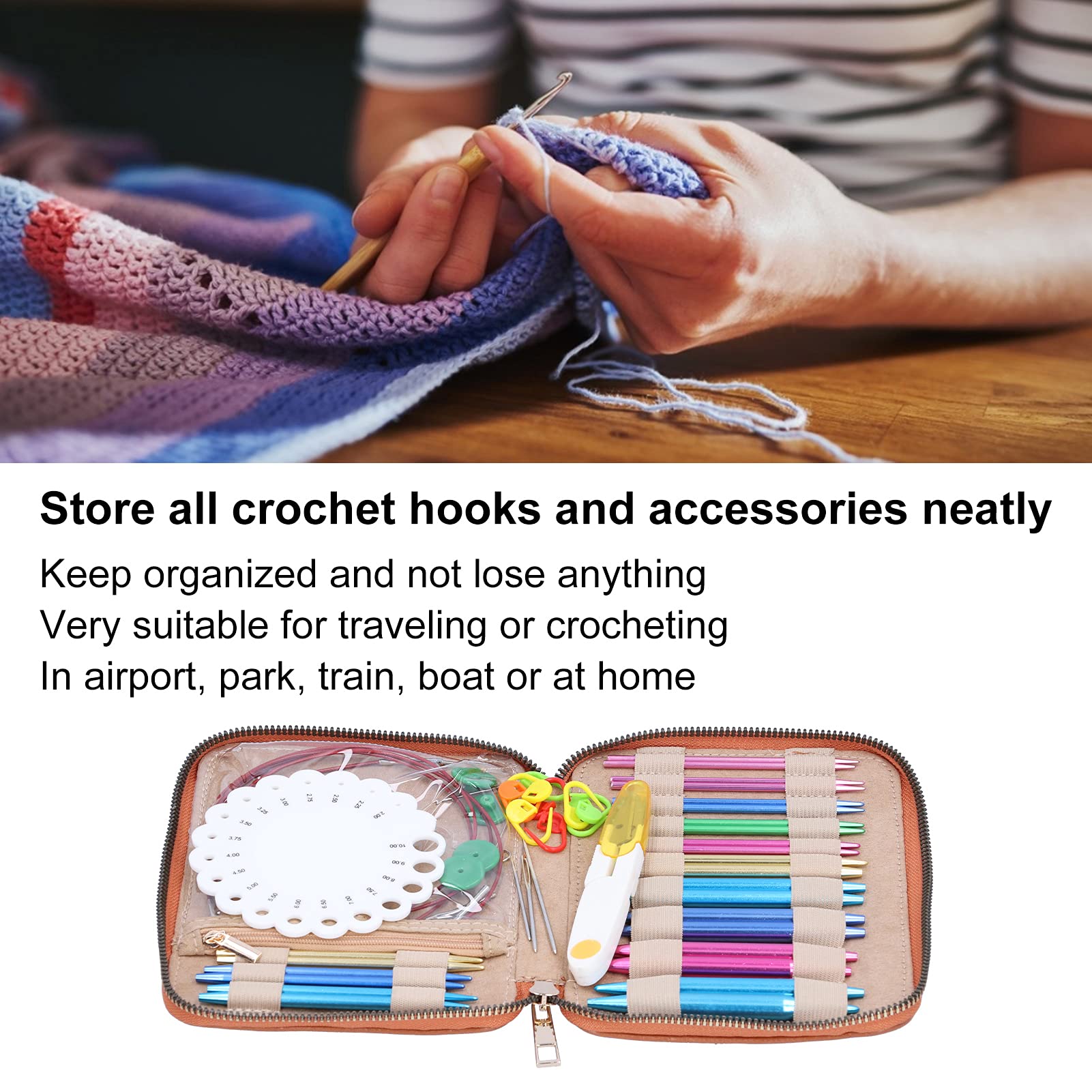Holigie Juego de agujas para suéter, herramientas de tejer, kits de hilo para tejer, suministros de bricolaje, accesorios de arte manual, herramientas de arte para manualidades,