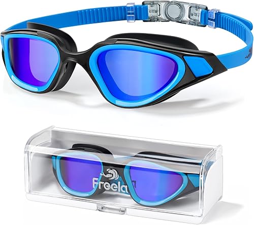 Freela Gafas de natación polarizadas unisex para adultos, protección UV400, antivaho de 180 de ancho, visión clara para hombres, mujeres y jóvenes